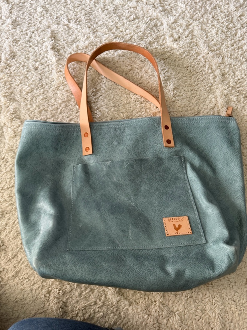 Meanwhile Back on the Farm Dusty Blue travel tote